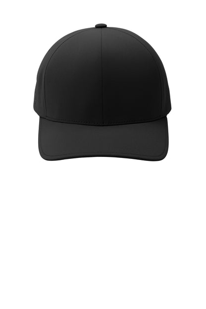 Front View of Black Port Authority Flexfit Delta Cap. C938 plain