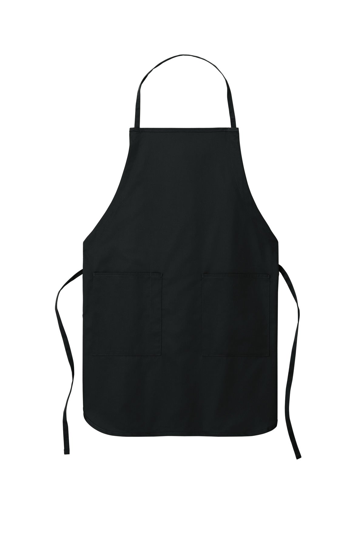 Front View of Black Port Authority Full-Length Apron. A520 plain