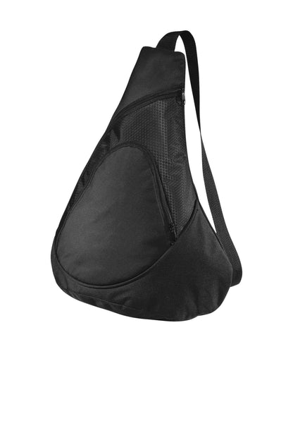 Front View of Black Port Authority - Honeycomb Sling Pack. BG1010 plain