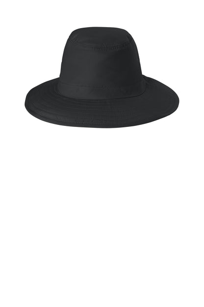 Front View of Black Port Authority Lifestyle Brim Hat. C921 plain