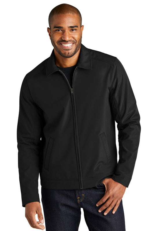 Front View of Black Port Authority Mechanic Soft Shell Jacket J417 plain