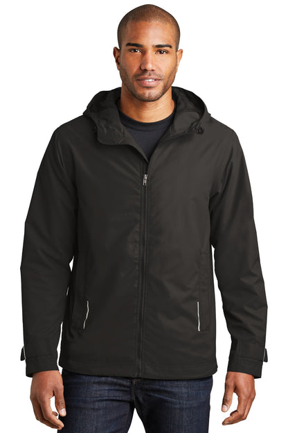 Front View of Black Port Authority Northwest Slicker. J7710 plain