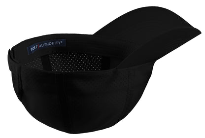 Front View of Black Port Authority Perforated Cap. C821 plain
