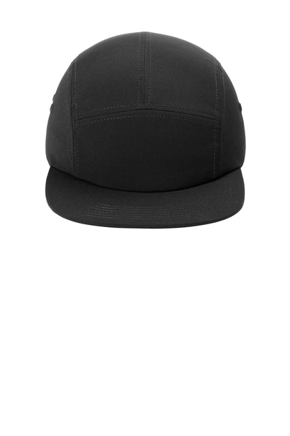 Front View of Black Port Authority Poly Camper Cap C982 plain