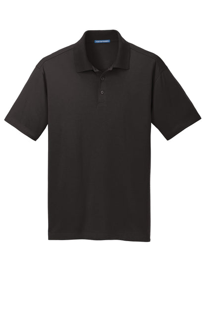 Front View of Black Port Authority Rapid Dry Mesh Polo. K573 plain
