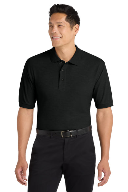 Front View of Black Port Authority Silk Touch Polo K500 plain