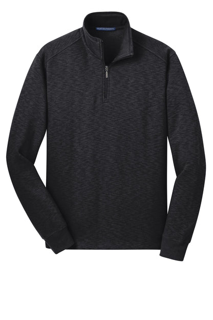 Front View of Black Port Authority Slub Fleece 1/4-Zip Pullover. F295 plain