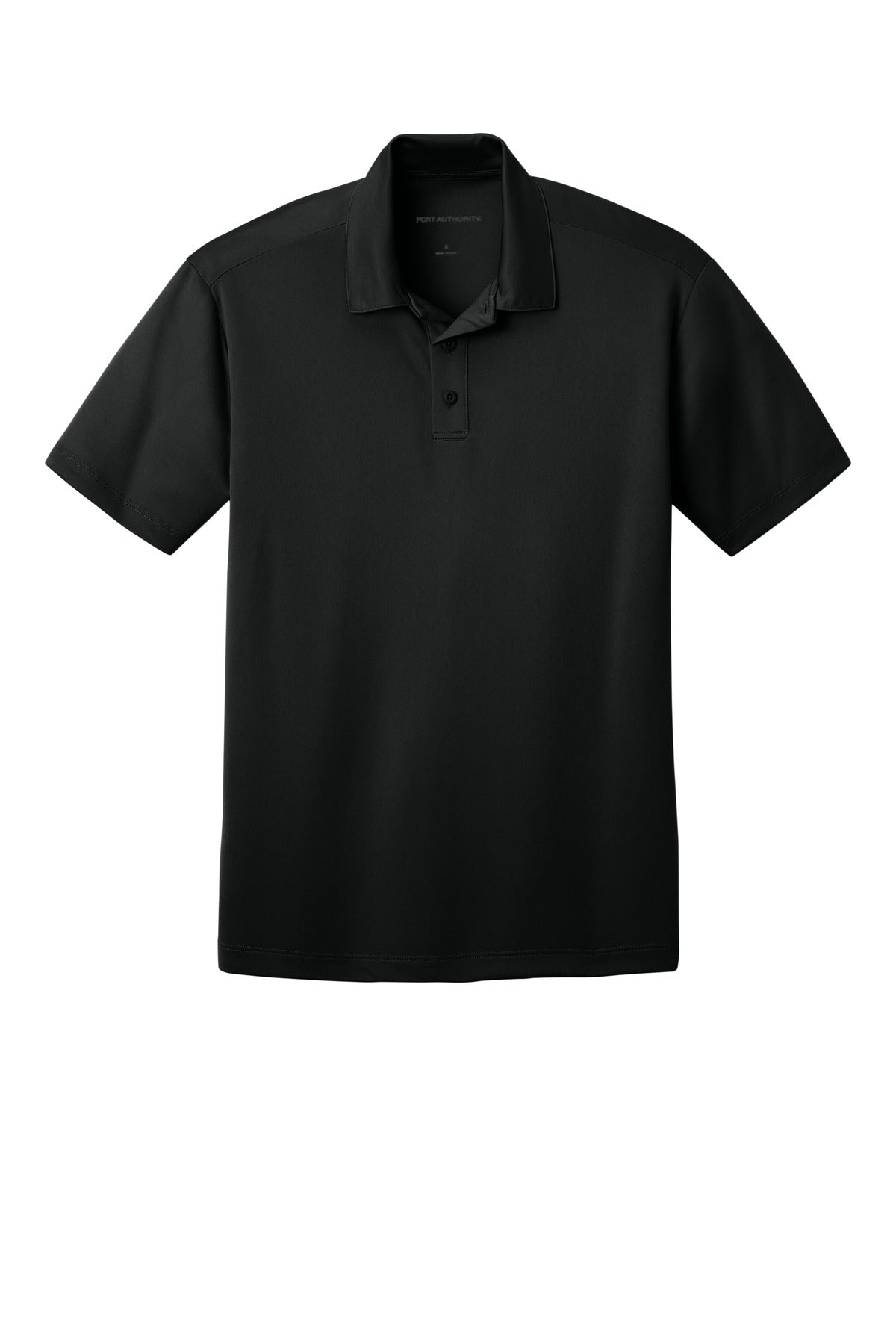 Front View of Black Port Authority Tall Silk Touch Performance Polo. TLK540 plain