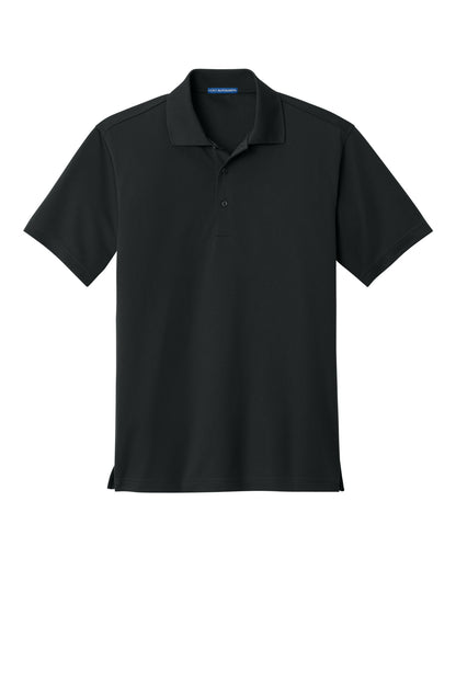Front View of Black Port Authority Tech Pique Polo. K527