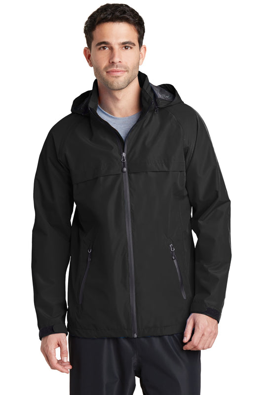 Front View of Black Port Authority Torrent Waterproof Jacket. J333 plain