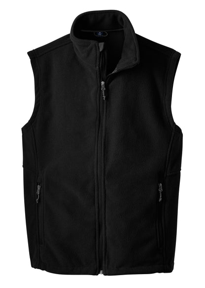 Front View of Black Port Authority Value Fleece Vest. F219 plain