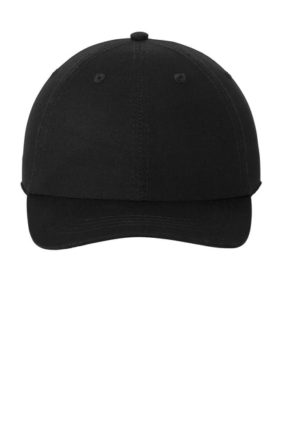 Front View of Black Port Authority Washed Twill Cap. CP78 plain