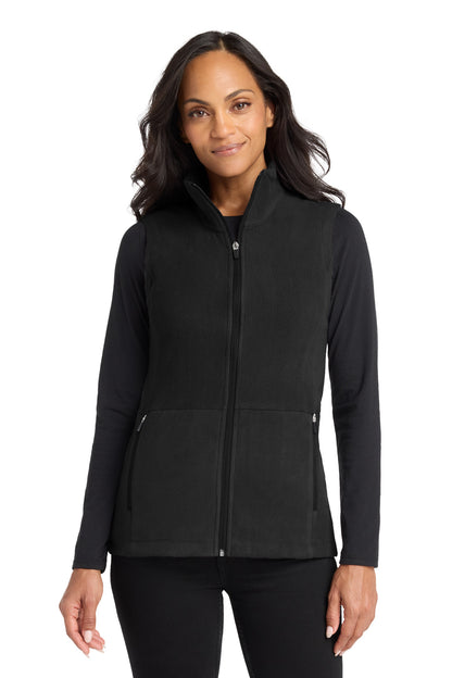Front View of Black Port Authority Women's Accord Microfleece Vest L152 plain