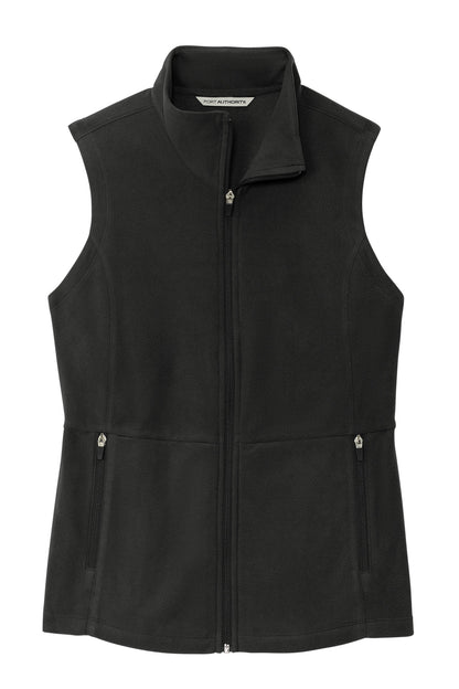 Front View of Black Port Authority Women's Accord Microfleece Vest L152 plain