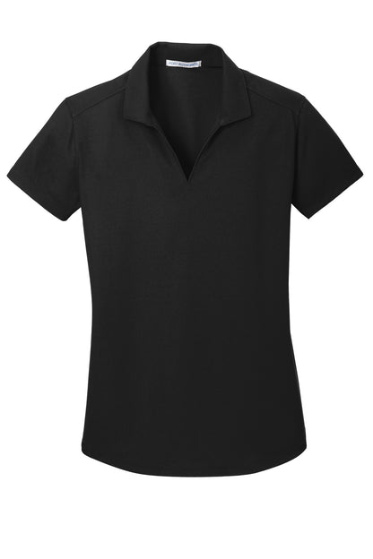 Front View of Black Port Authority Women's Dry Zone Grid Polo. L572 plain