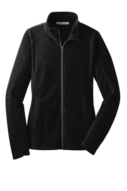 Front View of Black Port Authority Women's Microfleece Jacket. L223 plain