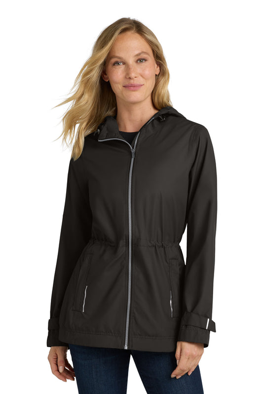 Front View of Black Port Authority Women's Northwest Slicker. L7710 plain