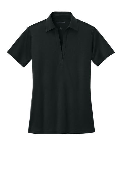 Front View of Black Port Authority Women's Silk Touch Performance Polo. L540 plain