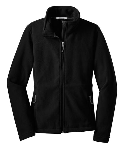 Front View of Black Port Authority Women's Value Fleece Jacket. L217 plain