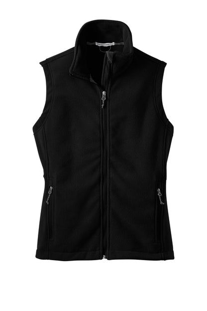 Front View of Black Port Authority Women's Value Fleece Vest. L219 plain