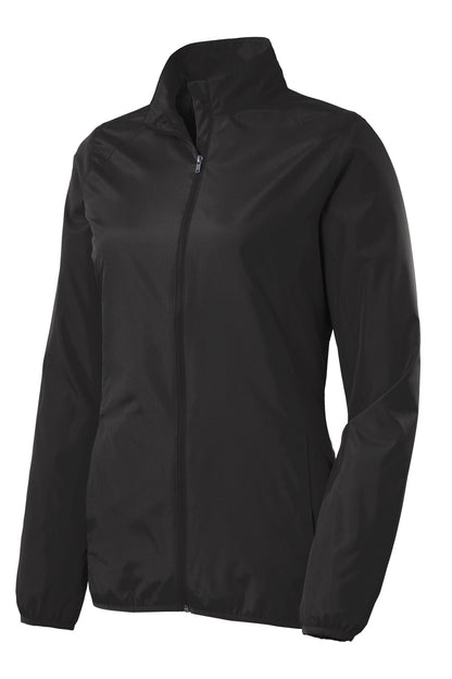 Front View of Black Port Authority Women's Zephyr Full-Zip Jacket. L344 plain