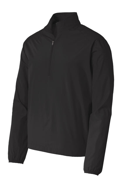 Front View of Black Port Authority Zephyr 1/2-Zip Pullover. J343 plain