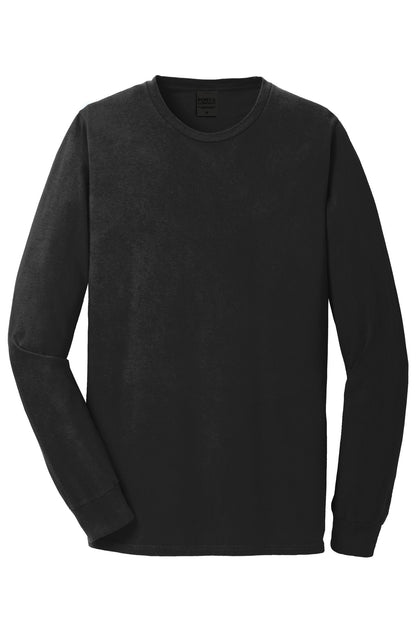 Front View of Black Port & Co Beach Wash Garment-Dyed Long Sleeve Tee PC099LS plain
