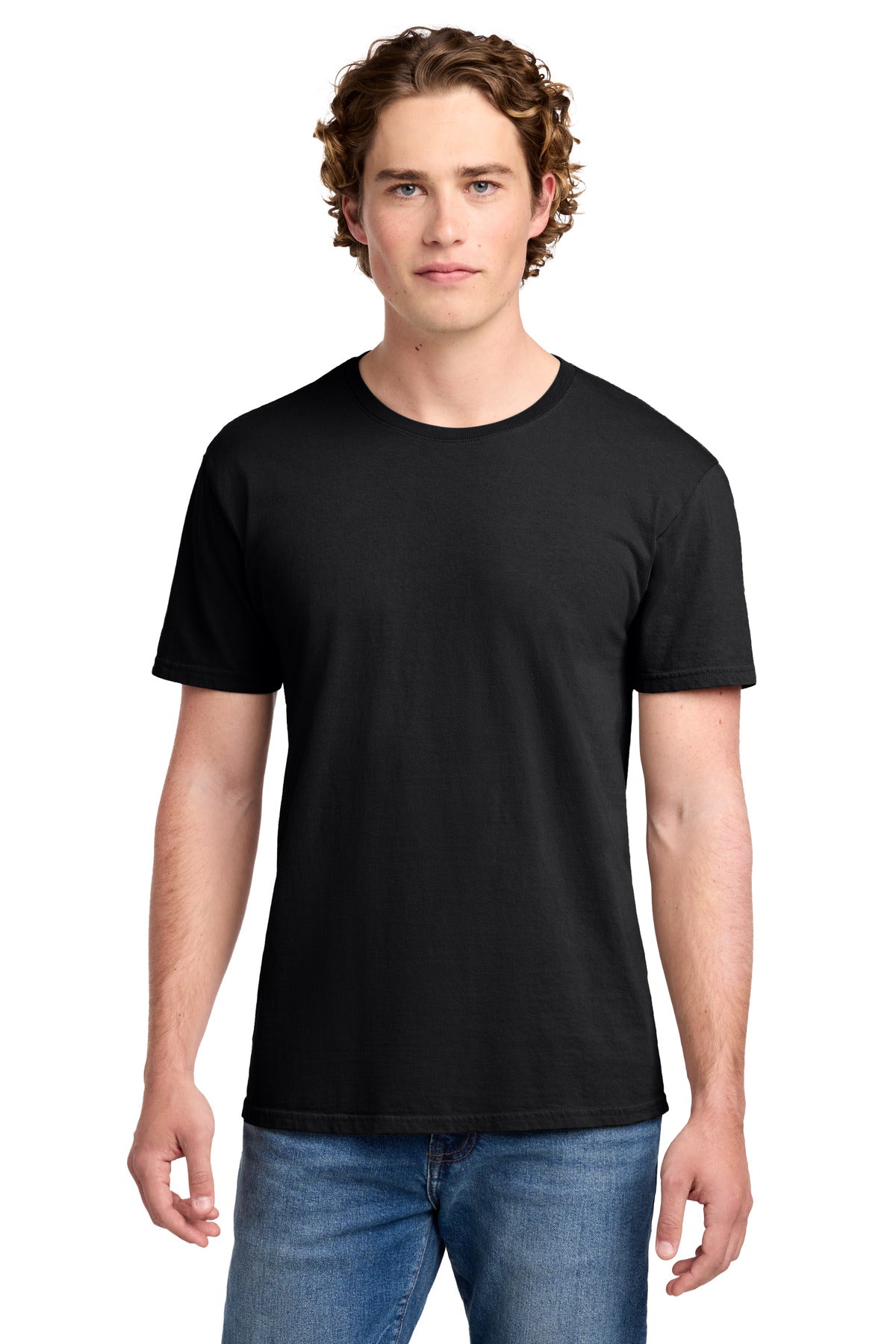 Front View of Black Port & Co Beach Wash Garment-Dyed Tee. PC099 plain