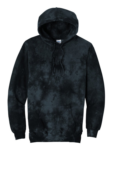 Front View of Black Port & Co Crystal Tie-Dye Pullover Hoodie PC144 plain