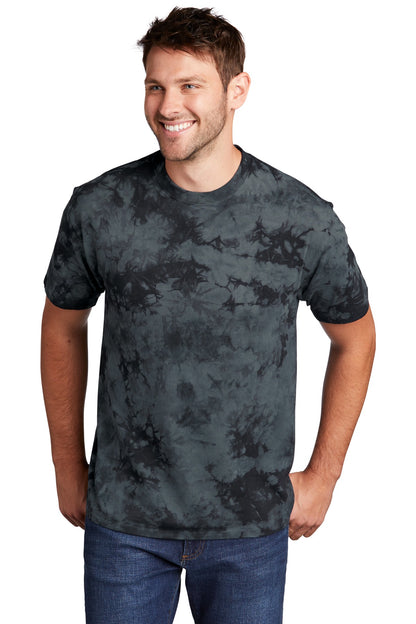 Front View of Black Port & Co Crystal Tie-Dye Tee PC145 plain