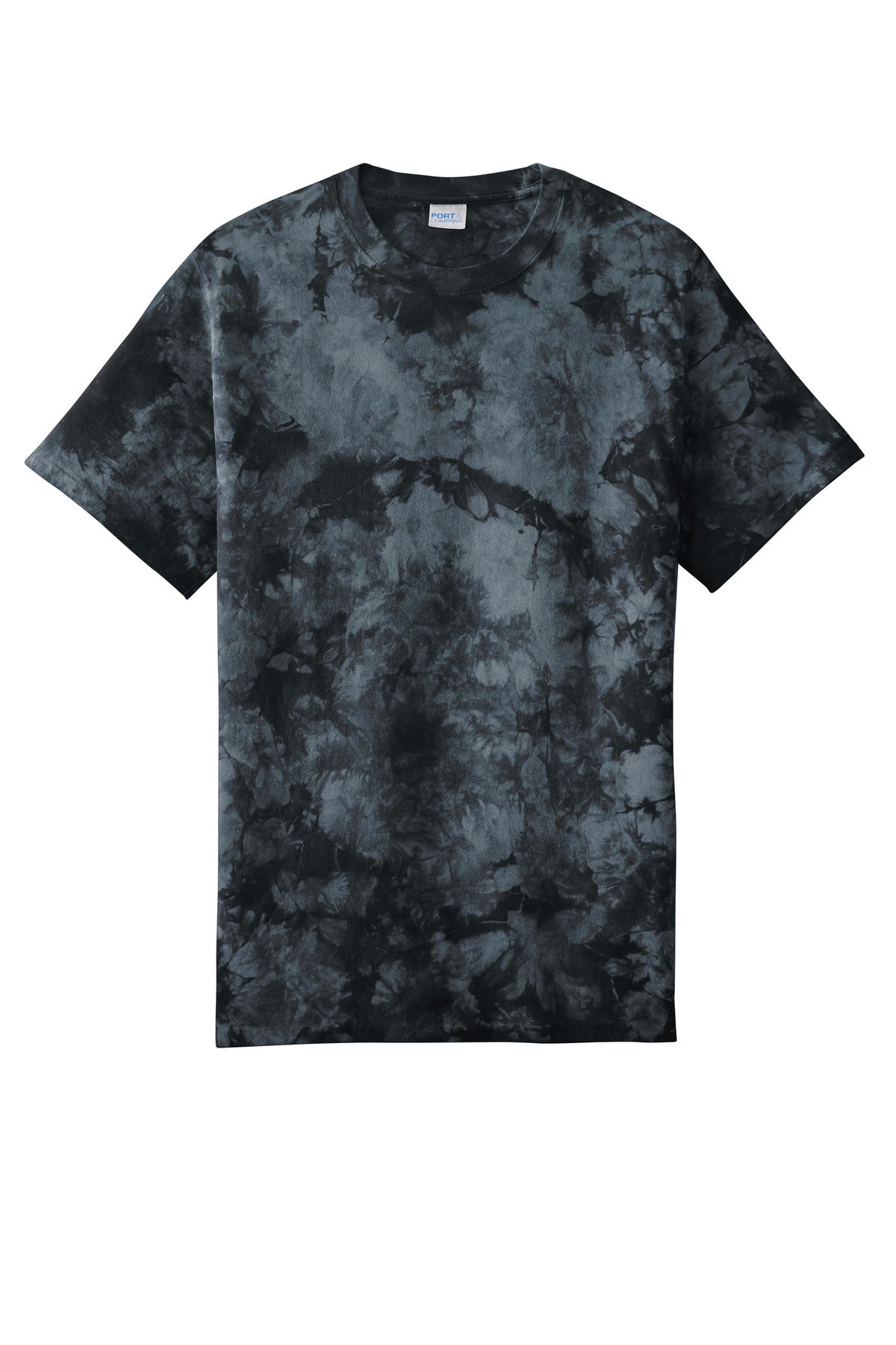 Front View of Black Port & Co Crystal Tie-Dye Tee PC145 plain