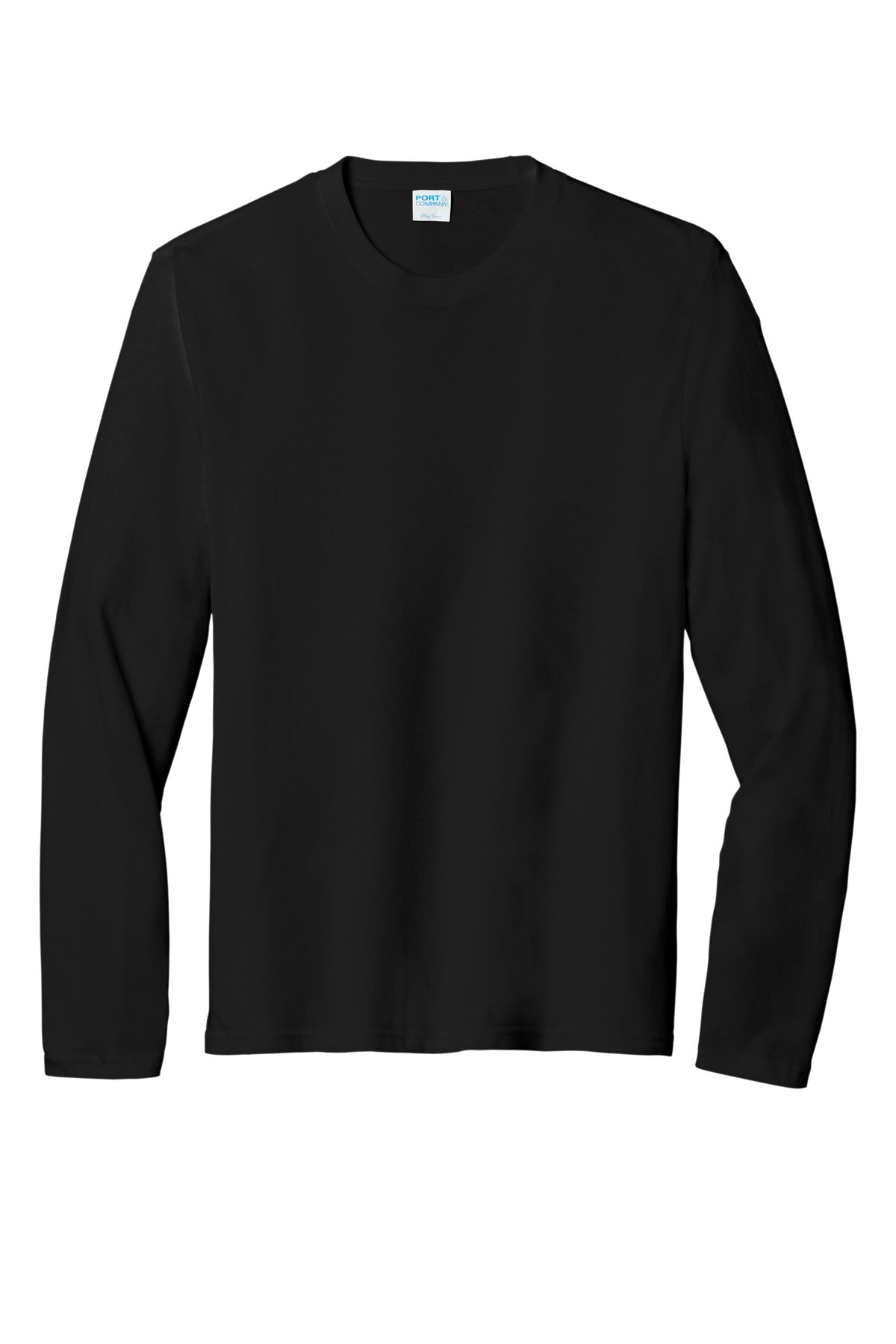 Front View of Black Port & Co Tri-Blend Long Sleeve Tee. PC330LS plain