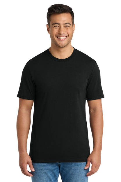Front View of Black Port & Co Tri-Blend Tee. PC330 plain