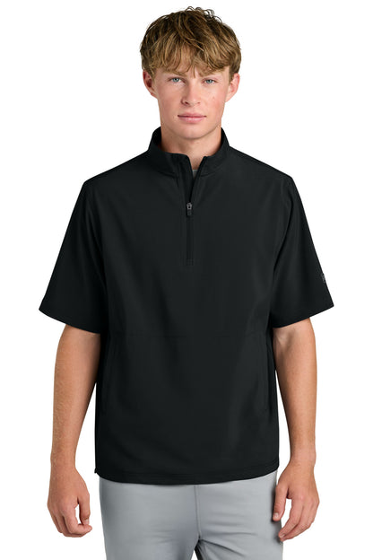 Front View of Black Richardson Barrage Wind Shirt RA7400SSQ plain