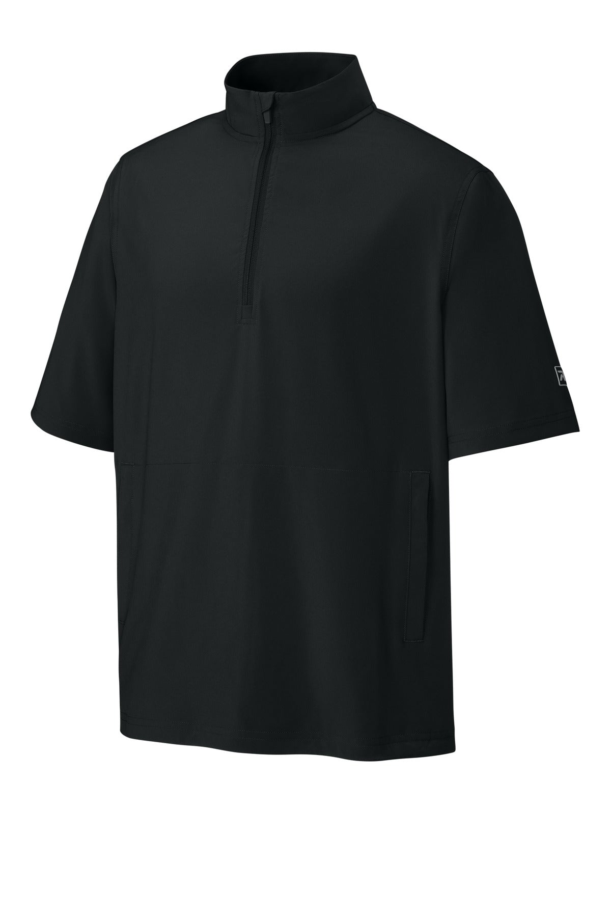 Front View of Black Richardson Barrage Wind Shirt RA7400SSQ plain