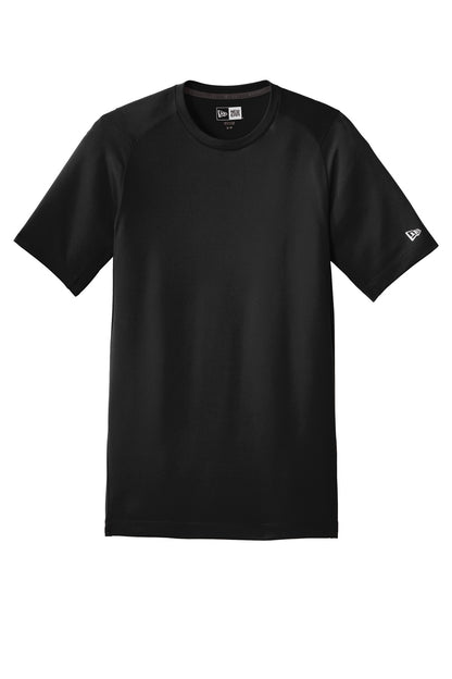 Front View of Black Solid New Era Series Performance Crew Tee. NEA200 plain