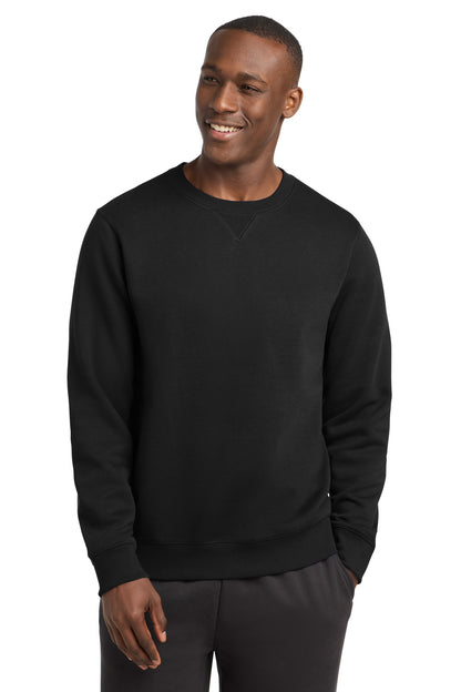 Front View of Black Sport-Tek Crewneck Sweatshirt. ST266 plain