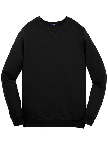 Front View of Black Sport-Tek Crewneck Sweatshirt. ST266 plain