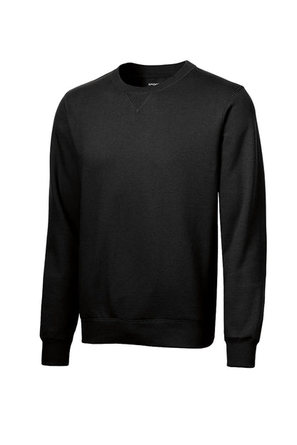 Front View of Black Sport-Tek Crewneck Sweatshirt. ST266 plain