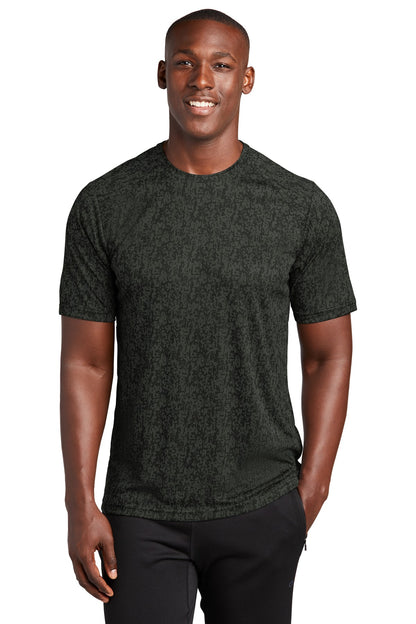 Front View of Black Sport-Tek Digi Camo Tee. ST460 plain