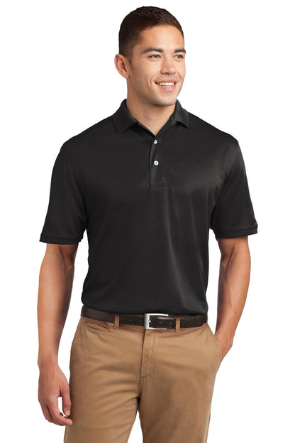 Front View of Black Sport-Tek Dri-Mesh Polo. K469 plain