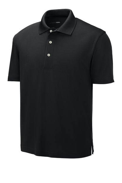 Front View of Black Sport-Tek Dri-Mesh Polo. K469 plain