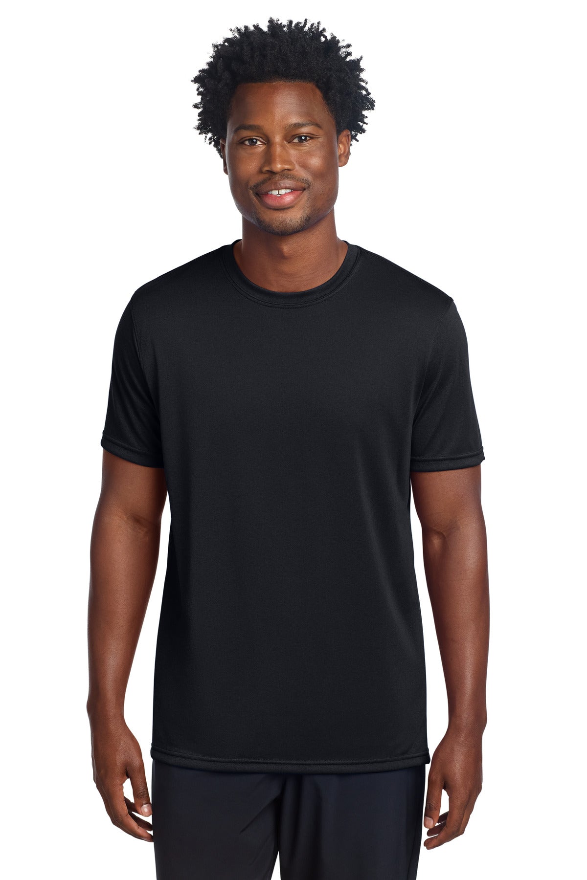 Front View of Black Sport-Tek Echo Tee ST760 plain