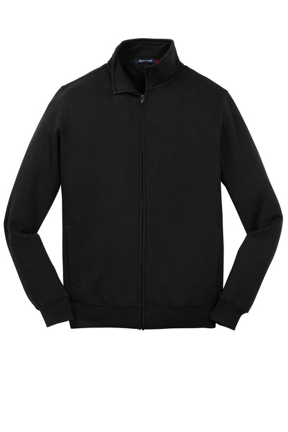 Front View of Black Sport-Tek Full-Zip Sweatshirt. ST259 plain