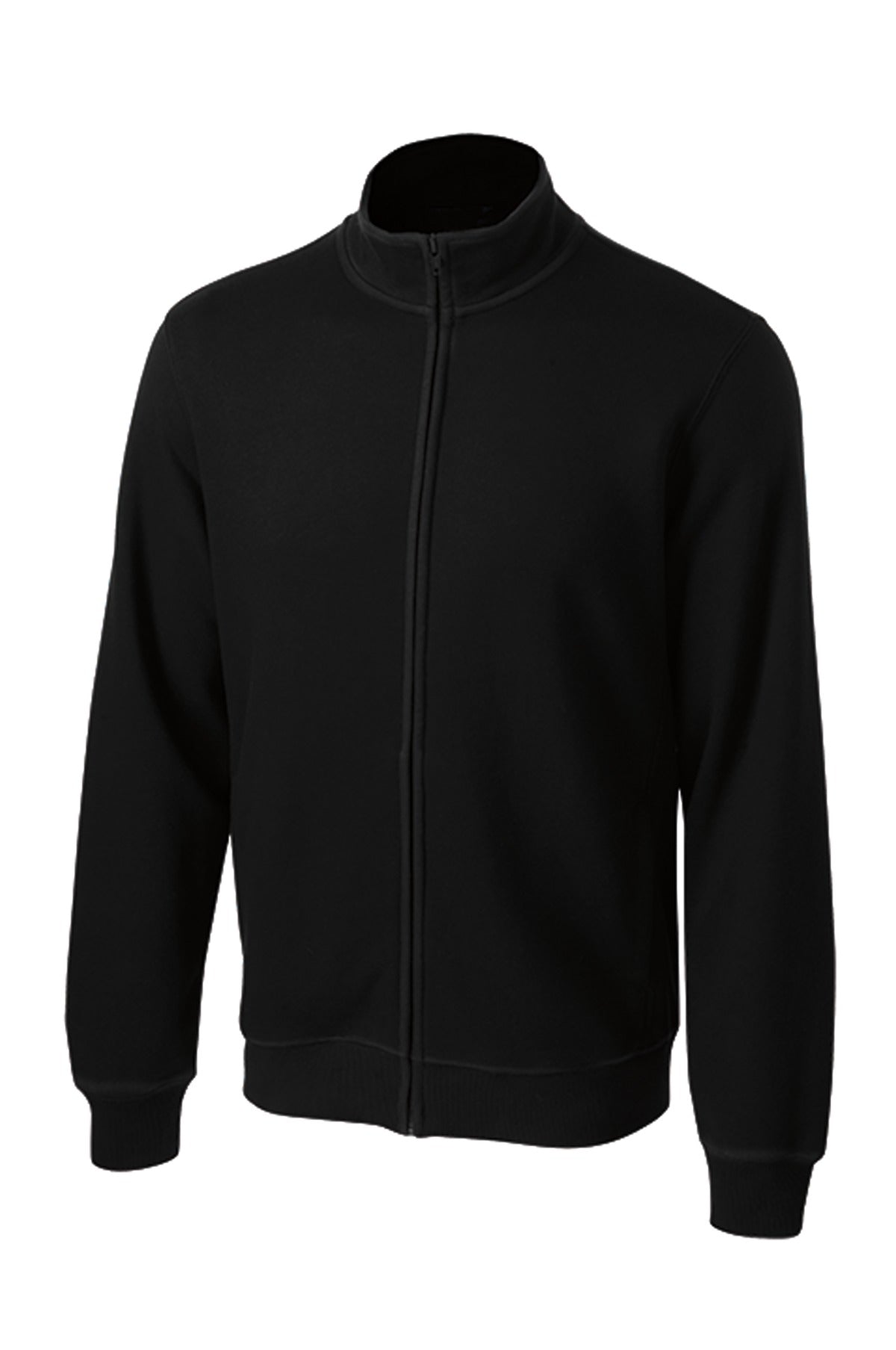 Front View of Black Sport-Tek Full-Zip Sweatshirt. ST259 plain