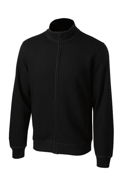 Front View of Black Sport-Tek Full-Zip Sweatshirt. ST259 plain