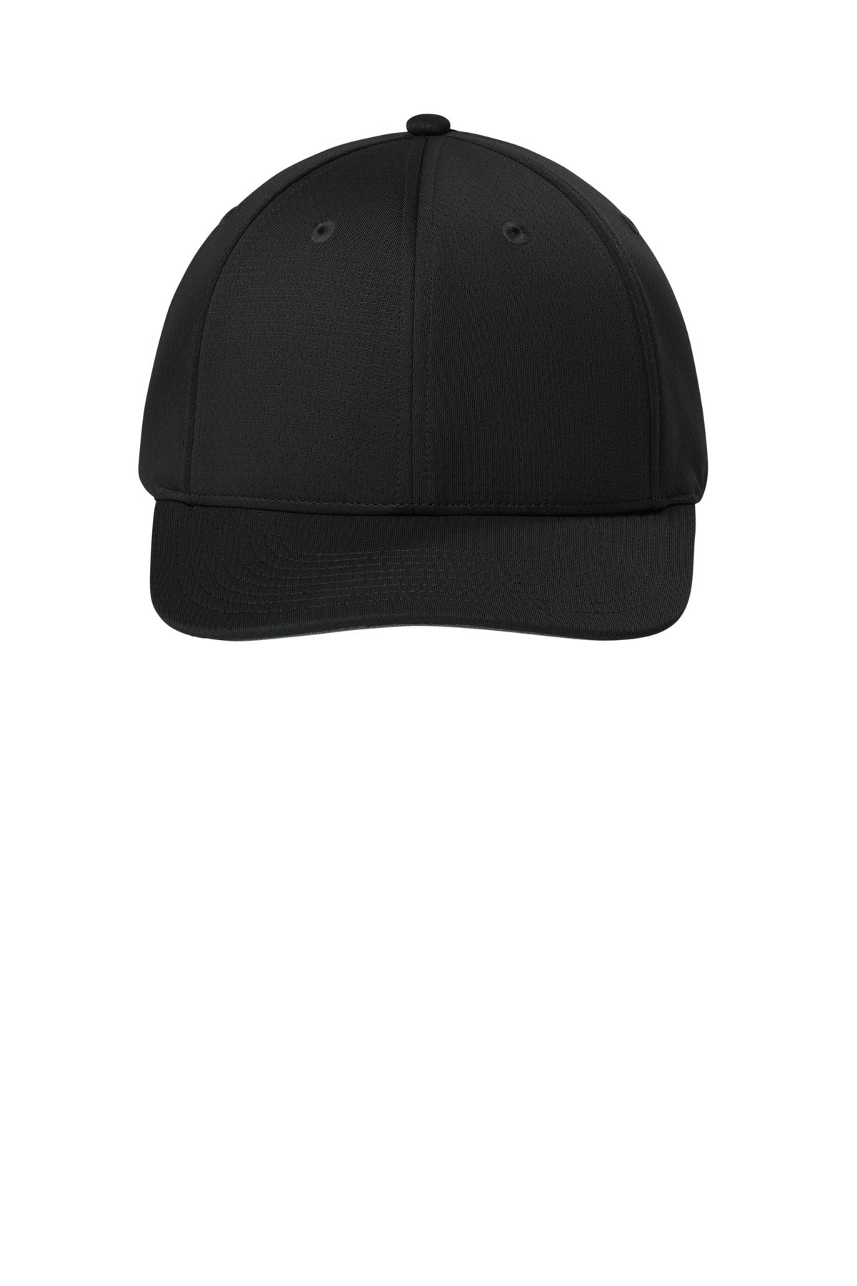 Front View of Black Sport-Tek Impact Mesh Stretch-Tek Adjustable Cap STC71 plain