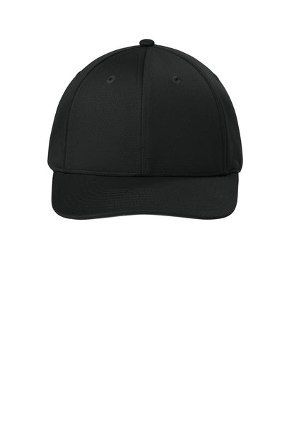 Front View of Black Sport-Tek Impact Mesh Stretch-Tek Adjustable Cap STC71 plain