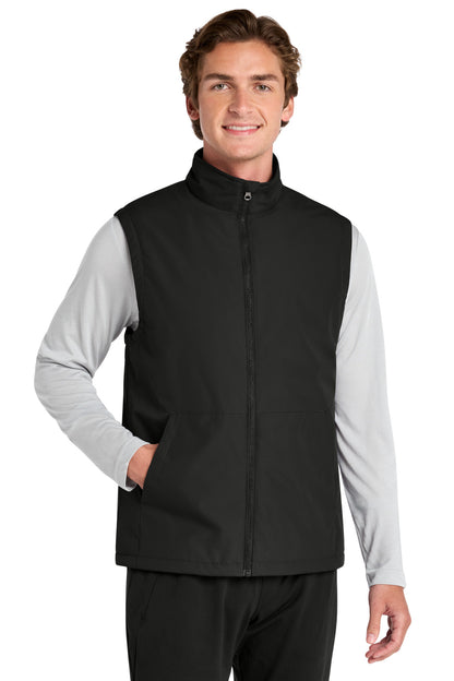 Front View of Black Sport-Tek Insulated Vest JST57 plain