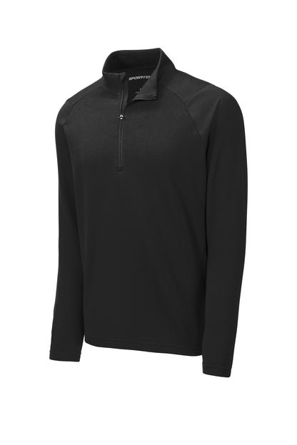 Front View of Black Sport-Tek Lightweight French Terry 1/4-Zip Pullover. ST273 plain